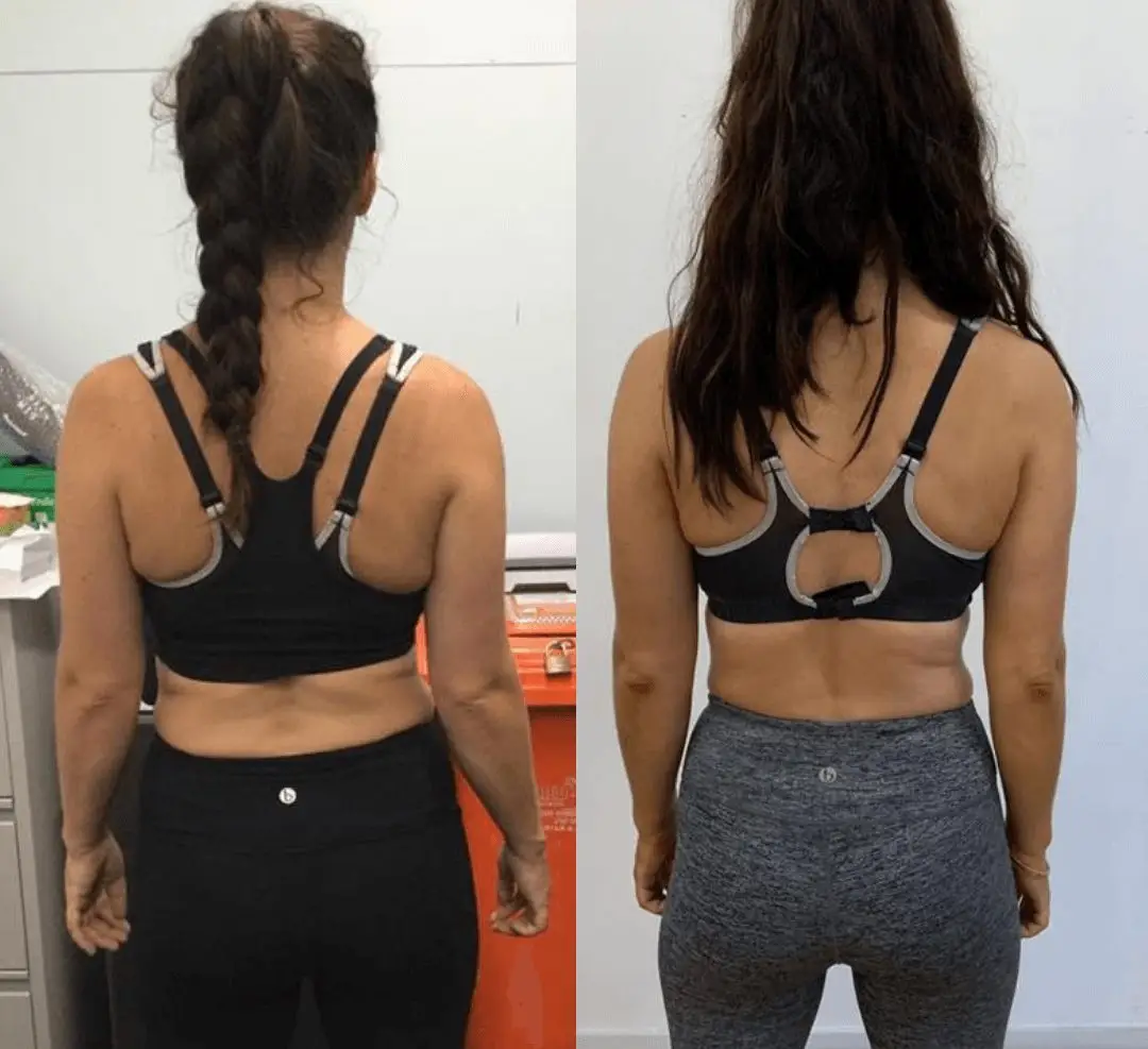 Before & after photo showing a woman's body transformation with personal training at Catalyst Training Co gym in Eastern Suburbs, Sydney.