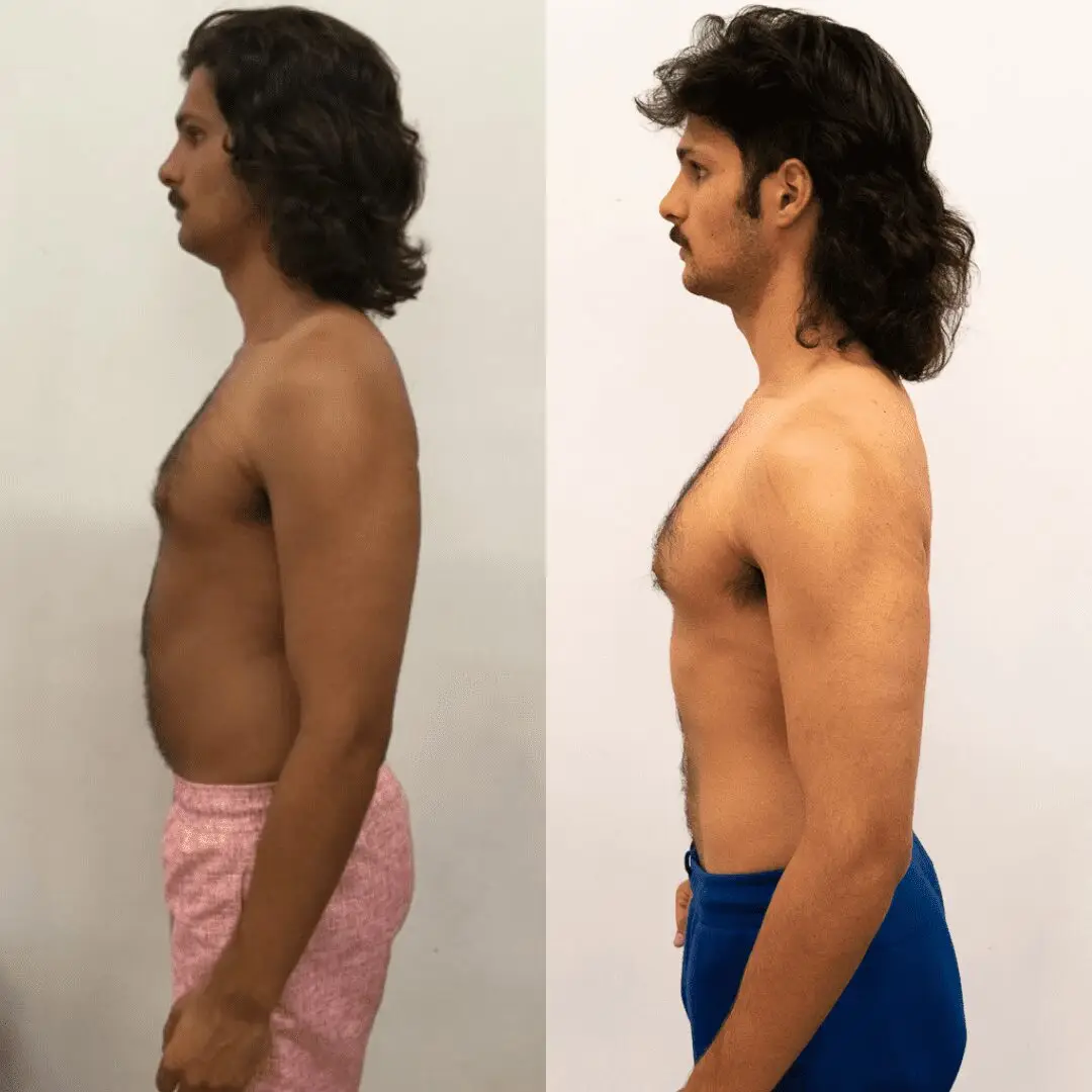 Before & after photo showing a man's body transformation with personal training at Catalyst Training Co. gym in Randwick.