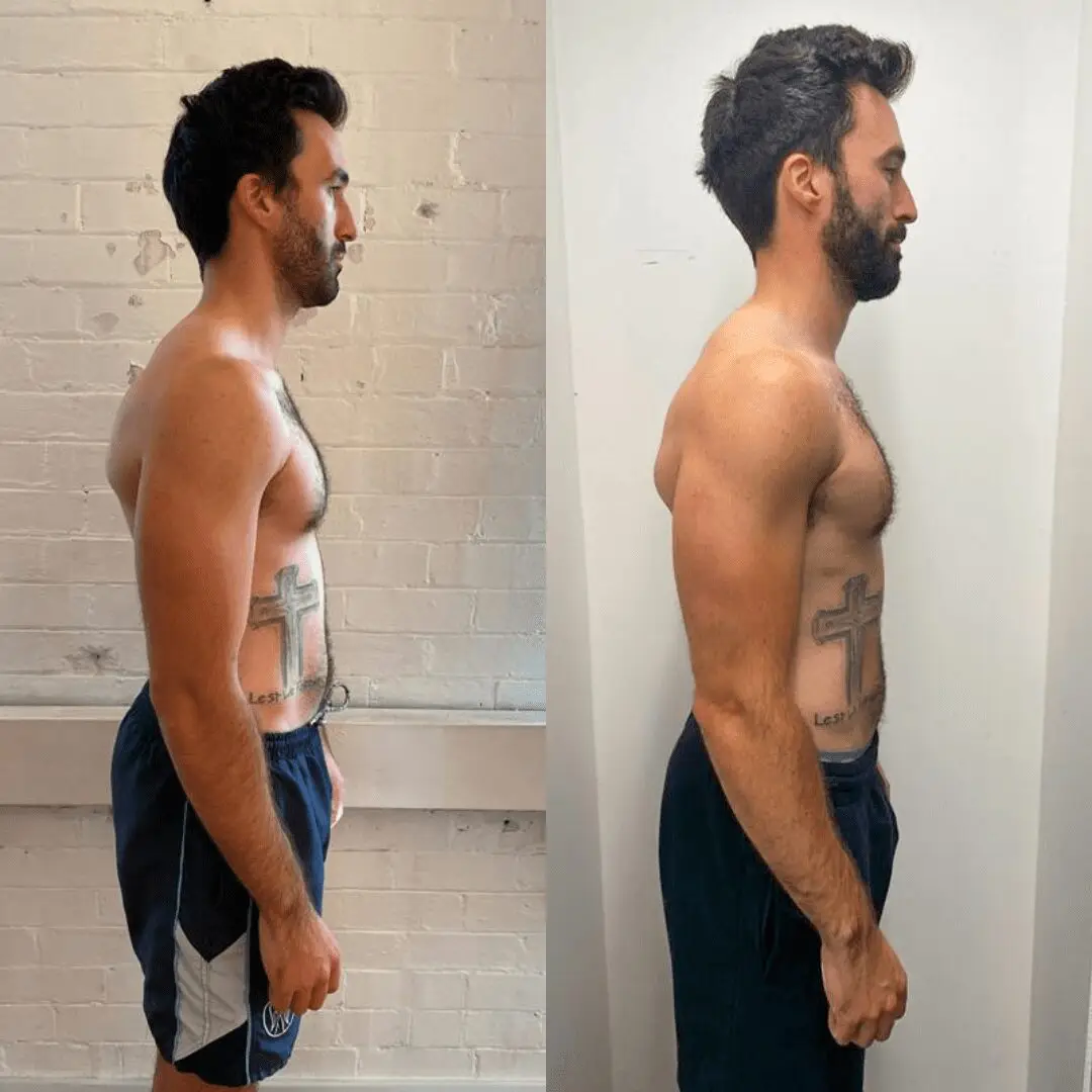 Before & after photo showing a man's body transformation with personal training at Catalyst Training Co gym in Eastern Suburbs, Sydney.